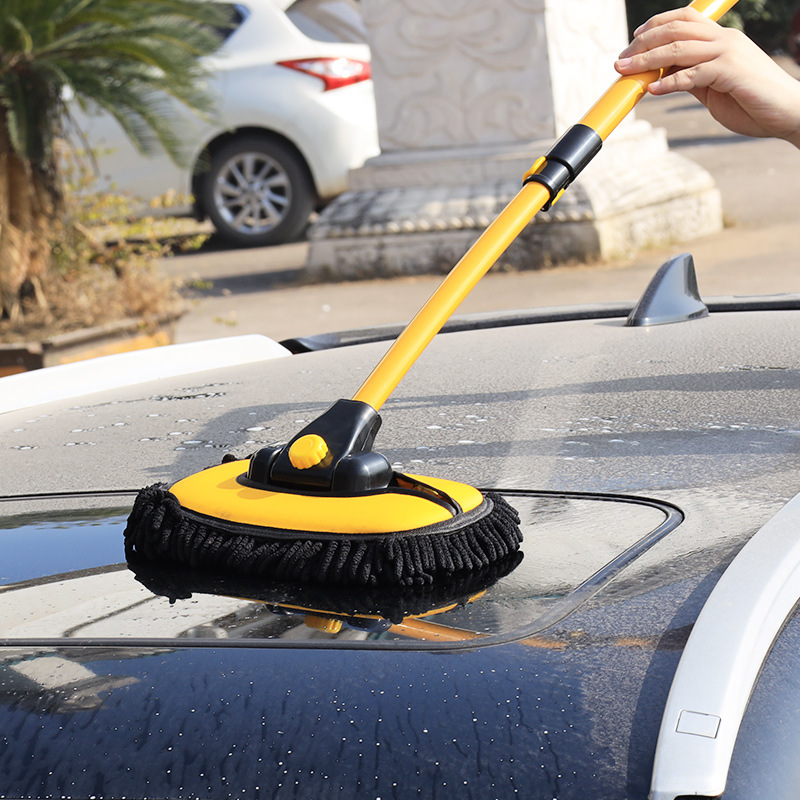 Cepillo de limpieza de ventanas de coche, cepillo de lavado de coches súper absorbente, fregona de limpieza telescópica con mango largo, escoba de chenilla, accesorios para automóviles