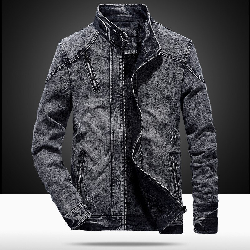 Vestes en Denim pour hommes, Vintage, coupe cintrée, couleur unie, tenue à la , noir, bleu, collection décontracté