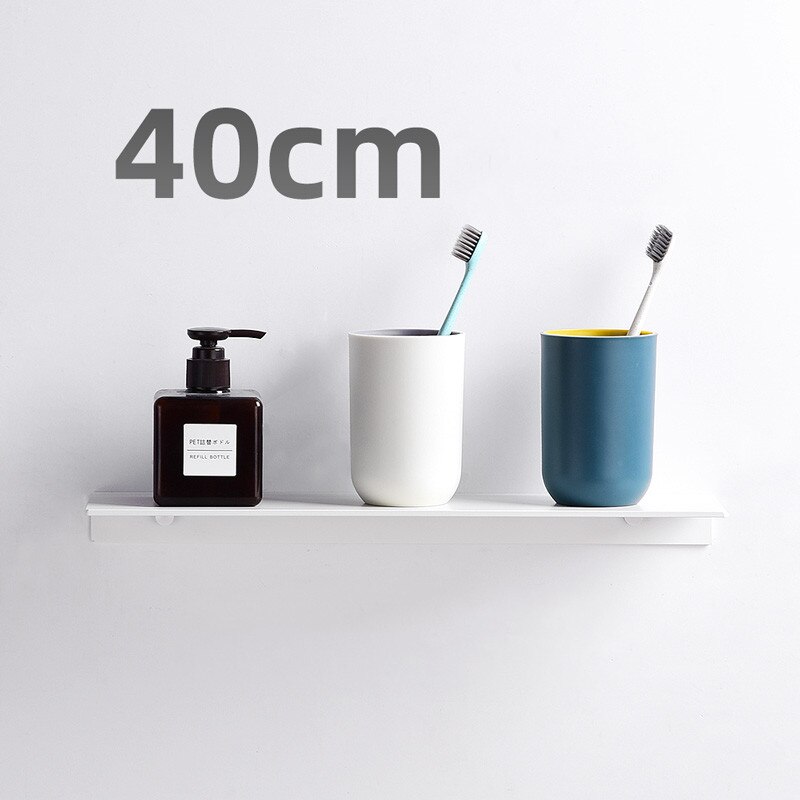 Bathroom Shelves Single Tier Wall Mounted Black Shower Storage Shelves for Bathroom Kitchen Shelves White Bathroom Accessories: White 40cm