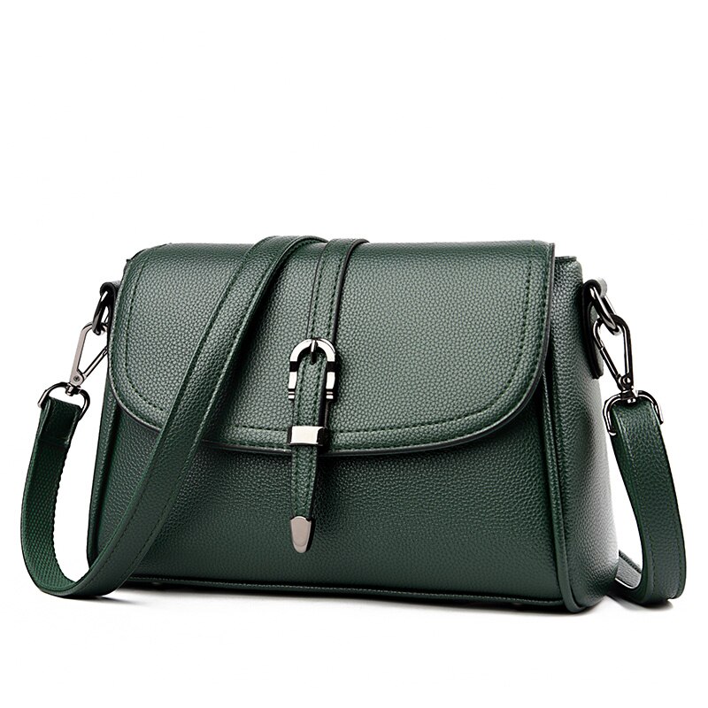 Brand Shoulder Handbags Ladies Luxury Pu Leather Tote Bag Small Flap Crossbody Bag Women's Lychee Pattern Messenger Bag: Green