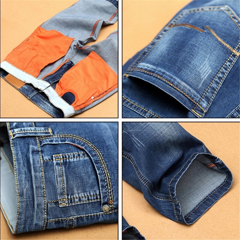 Male Summer Bermuda Summer Plus Size 36 38 40 42 Shorts Men Classic Blue Breathable Denim Jeans Casual Solid Short
