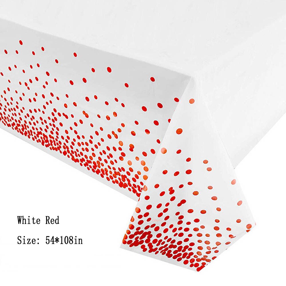 Gelukkige Verjaardag Feestartikelen 54X108 In Roze Stip Confetti Tafelkleed Wegwerp Tafel Cover Bruiloft Decoratie: White Red