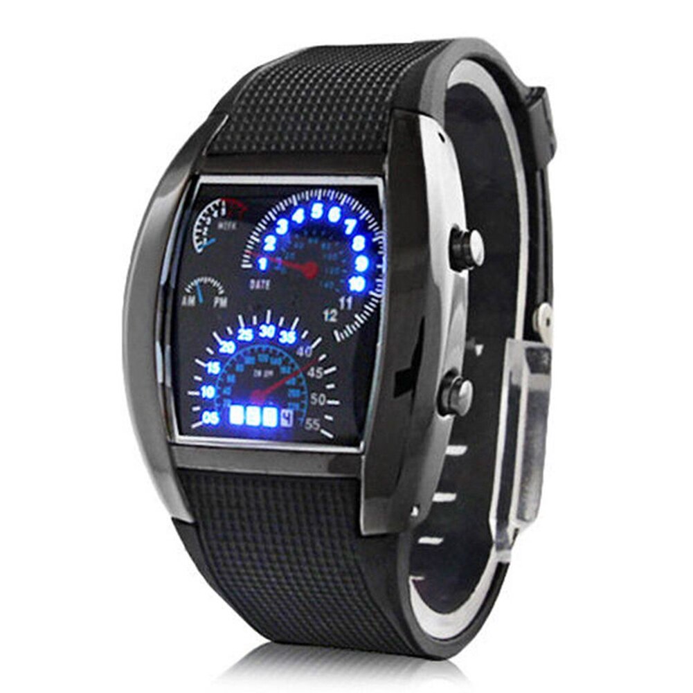 Heren led sport rubberen band digitale week datum dashboard patroon wijzerplaat horloge