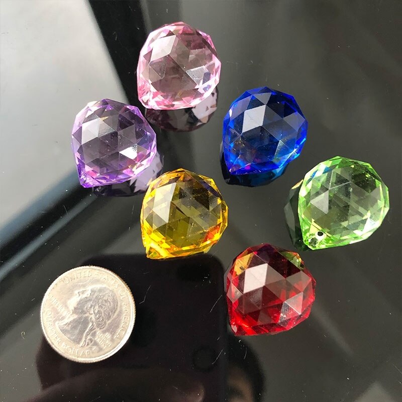 6 stk regnbuefarve krystal lysekrone kugle prisme suncatcher krystal belysning kugle dele indretning 20mm diy spacer charme perler