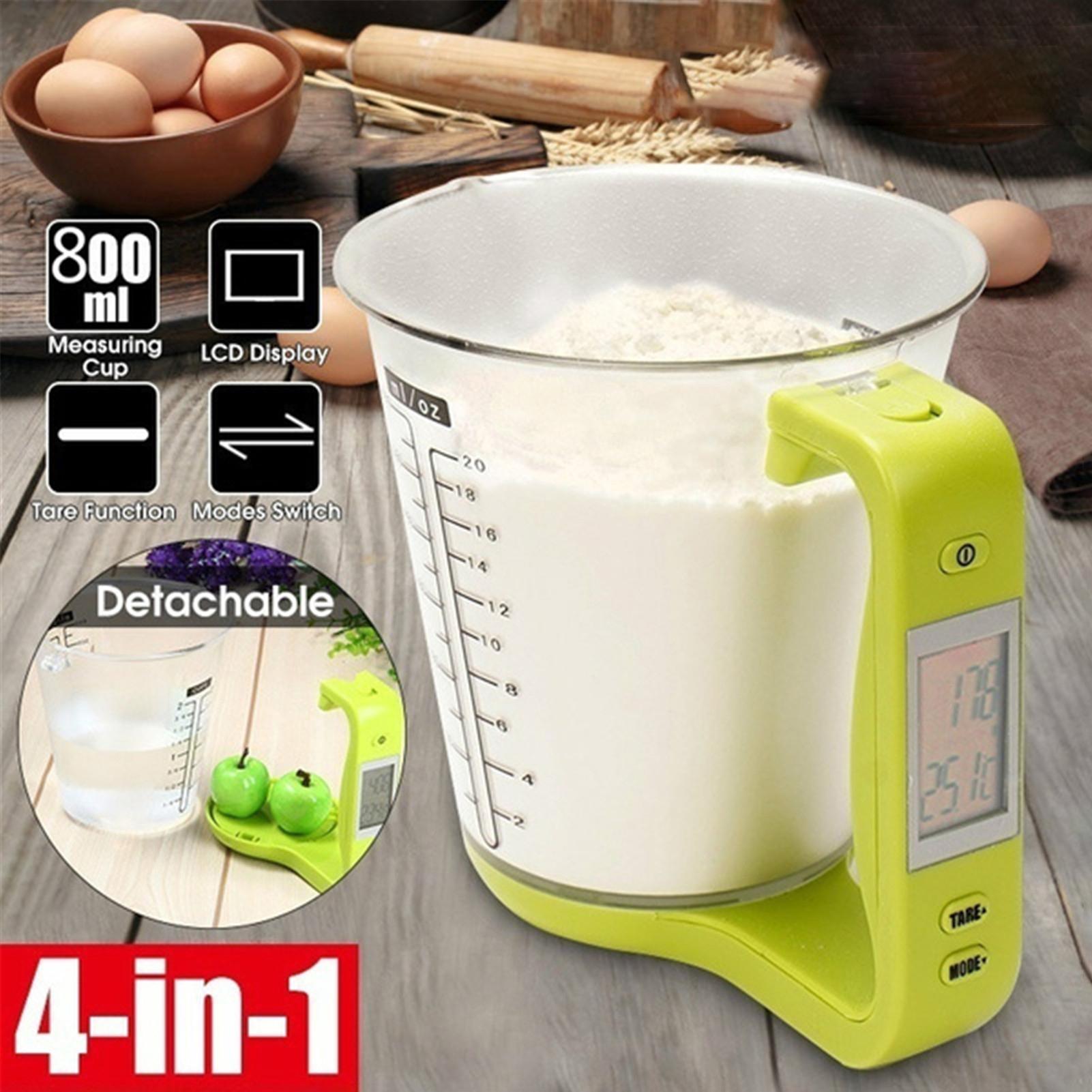 1Pcs 1000g Measuring Cup Kitchen Scales Digital Beaker Libra Electronic Tool Scale with LCD Display Temperature
