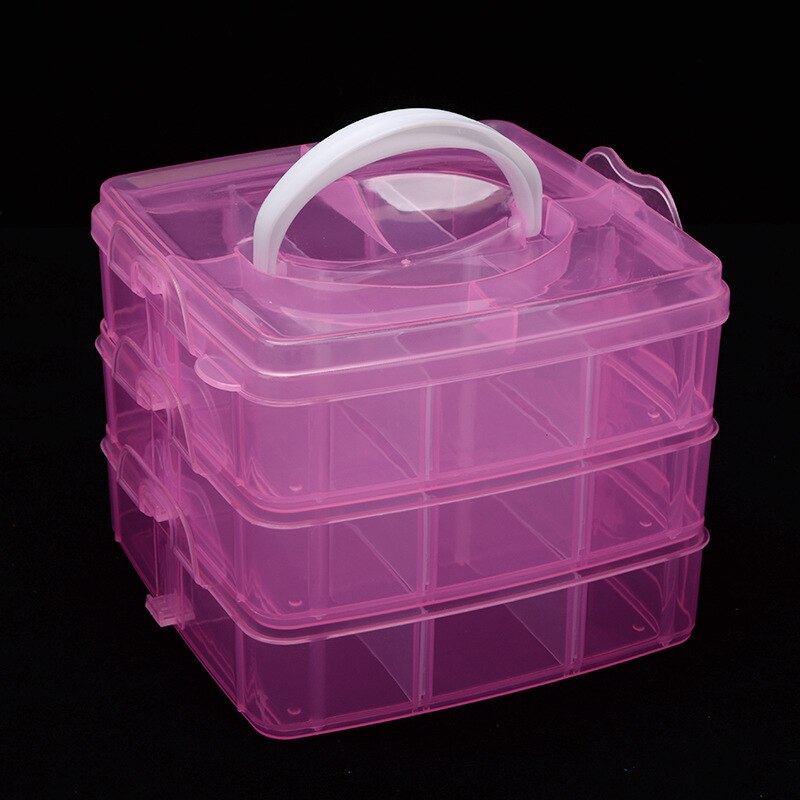 3 Layers 18 Compartments Plastic Embroidery Floss Storage Box Floss Bobbins Beads Storage Organizer DIY Cross Stitch Sewing Tool