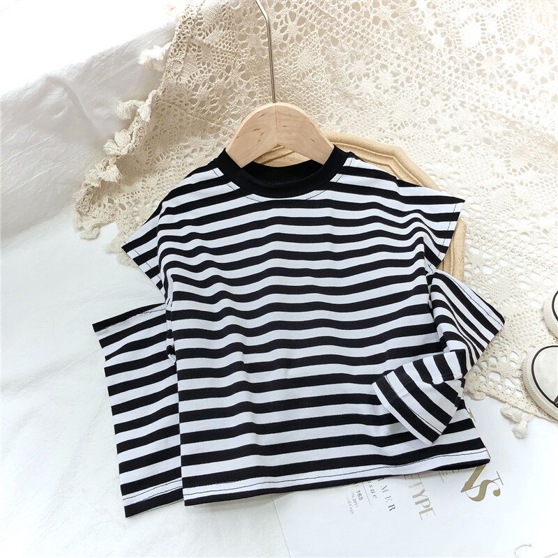 Fall Shirts for Girls Stripes Off The Shoulder Long Sleeve Tops Korean Toddler Kids Clothes Little Girl Costume