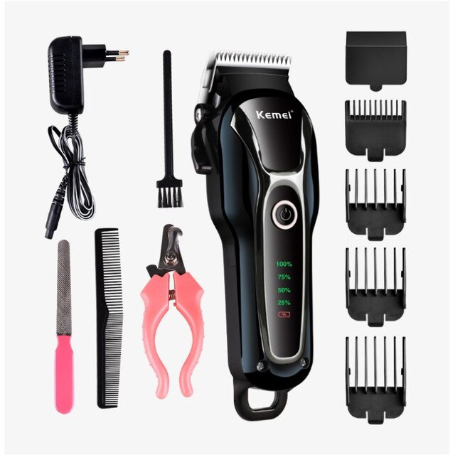 Kemei Dog Hair Trimmer 100-240v Rechargeable Hair Cutting Machine for Cat Hair Remover Animal Hair Clipper for Pet: without box