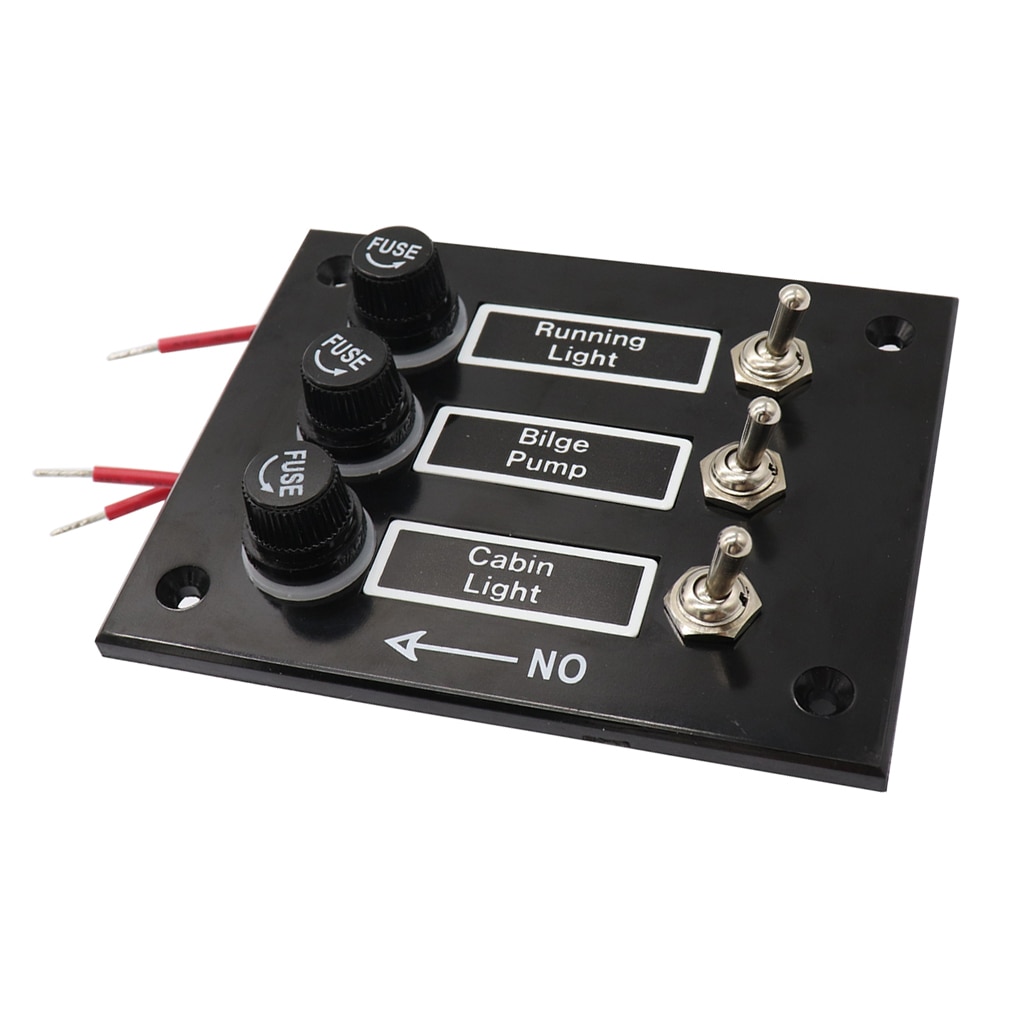 3 Gang Fused Marine Switch Panel for Boats Caravans RV 12 Volt Switch Panel