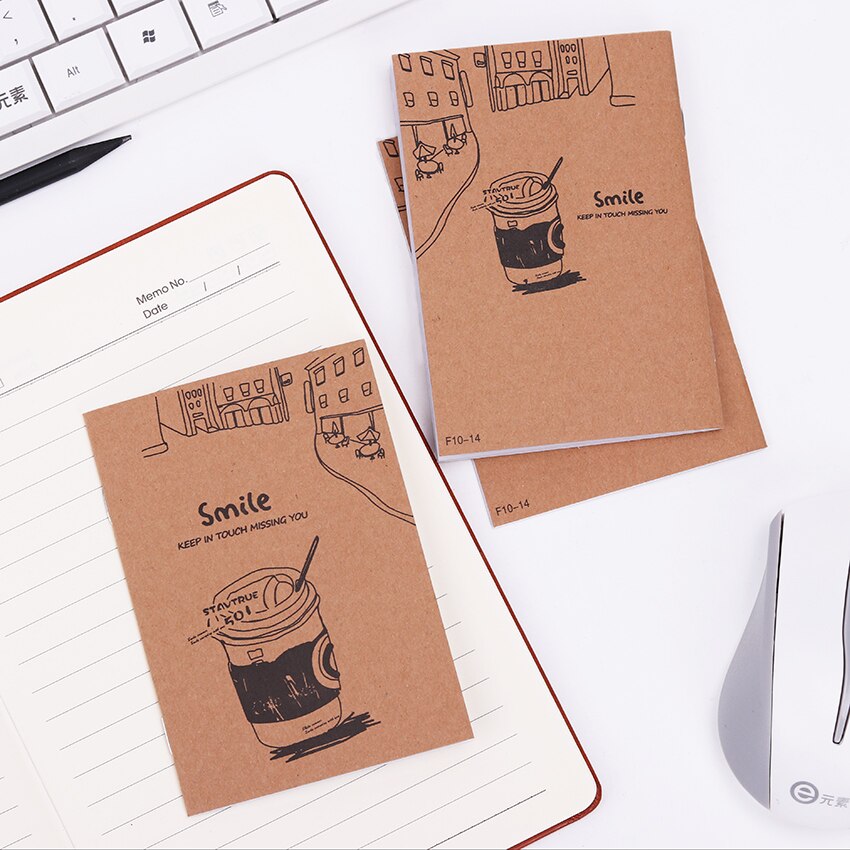 Cuaderno de papel Kraft japonés pequeño, fresco y a buen tiempo, Bloc de notas con patrón de animales de colores, papelería de oficina y suministros escolares 3 uds.