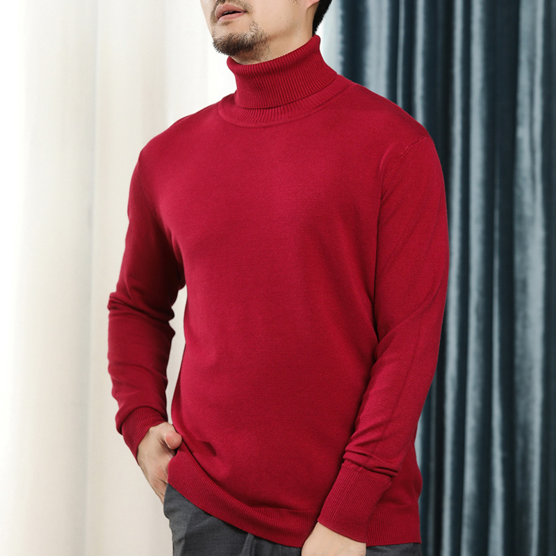Autumn Winter Thick Turtleneck Sweater Men Pink Oversized Sweater Male Knitted Pullover Casual Long Sleeve Loose Knitwear Xxxl: XXL / Red