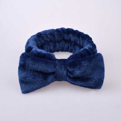 Bandeau cosmétique croisé en molleton de corail pour femems, pour laver le visage, masque de bain, pour cheveux, turban doux et élastique, accessoires de maquillage, pour cheveux: Navy blue