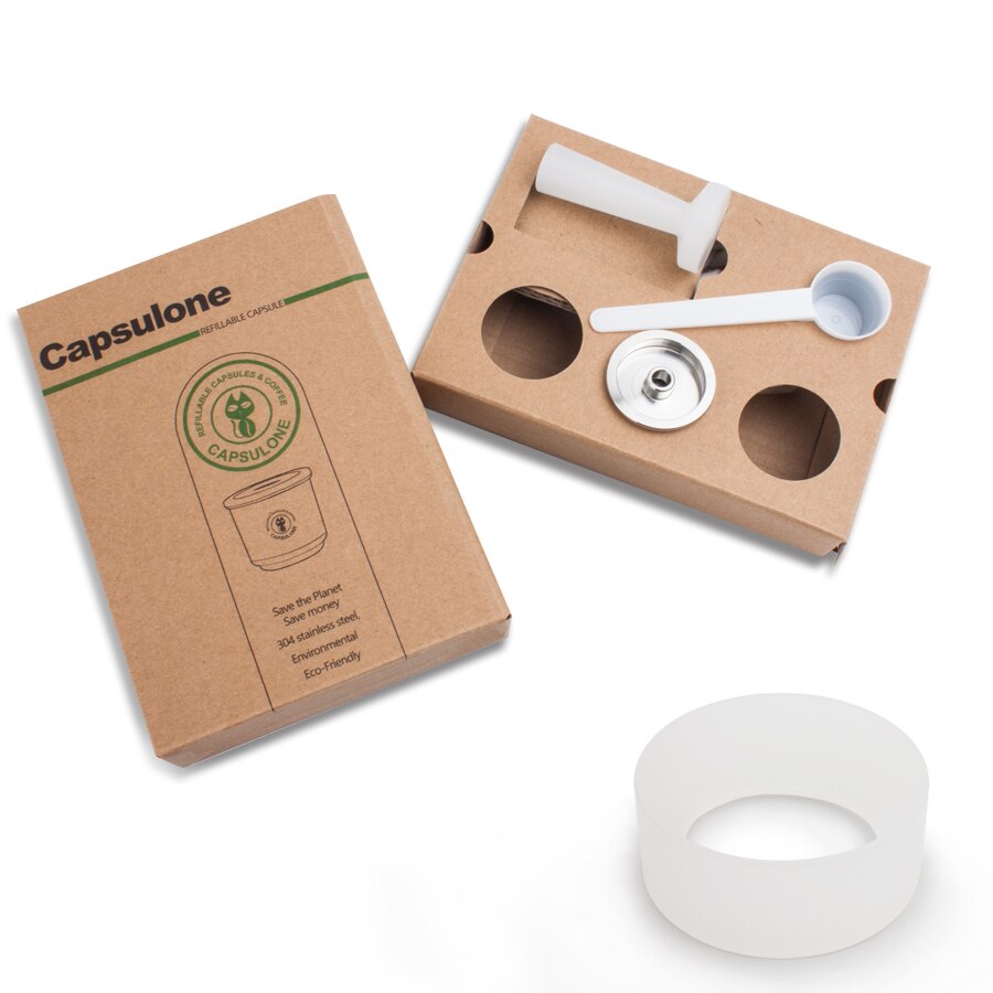 Capsulone para cafetera illy, cápsula reutilizable recargable de Metal de acero inoxidable, apta para máquina de café illy: 1pod 1tamper 1ring