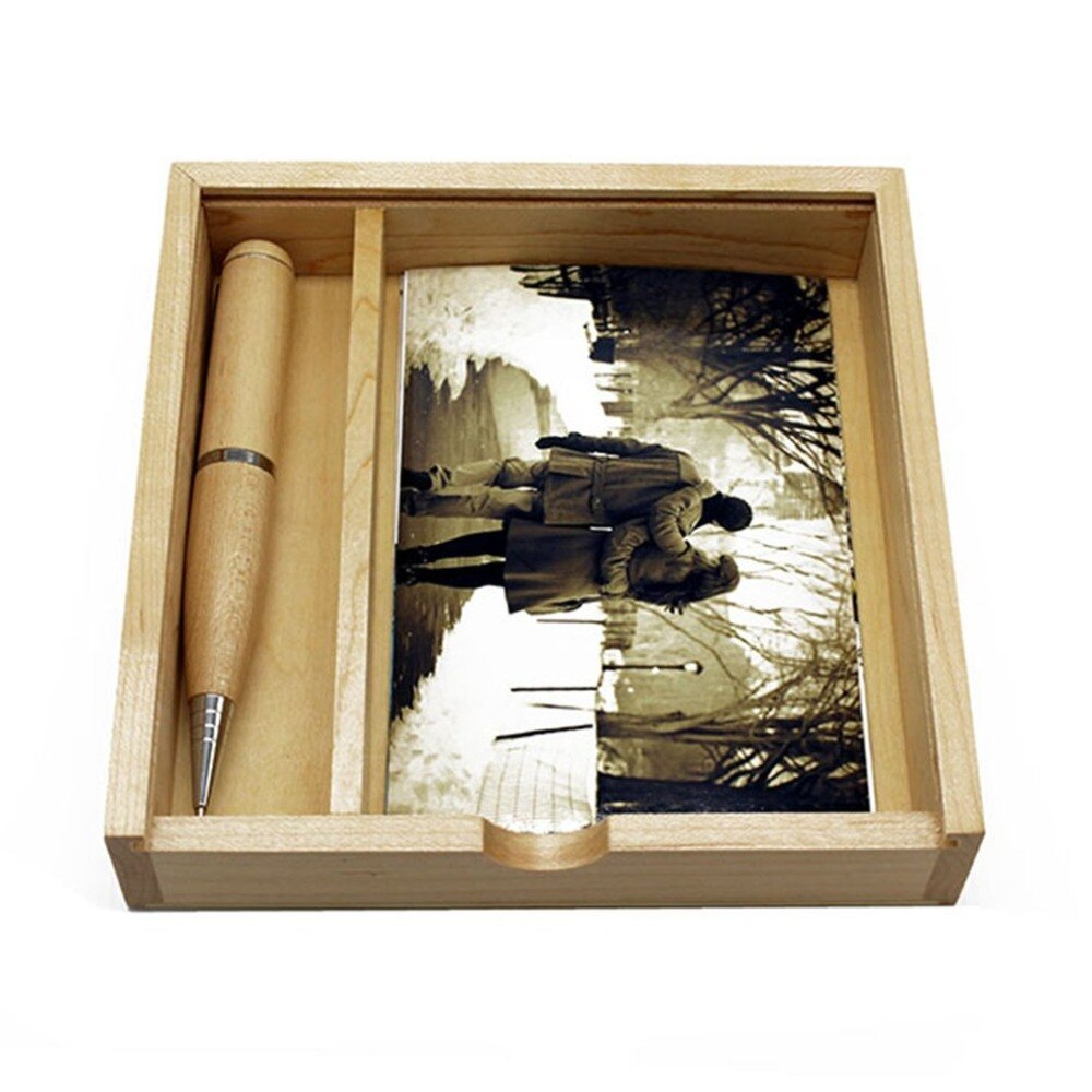 180*180*50mm Maple/Walnut Wood Photo Unique Album Box Collection Box DIY Wedding Memory