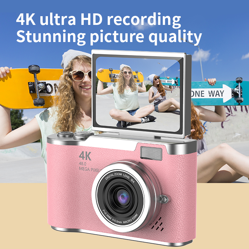 Cámara digital 4K 48MP cámara de fotografía videocámara cámaras recargables videocámara con pantalla de 2,4 pulgadas para niños adultos principiantes