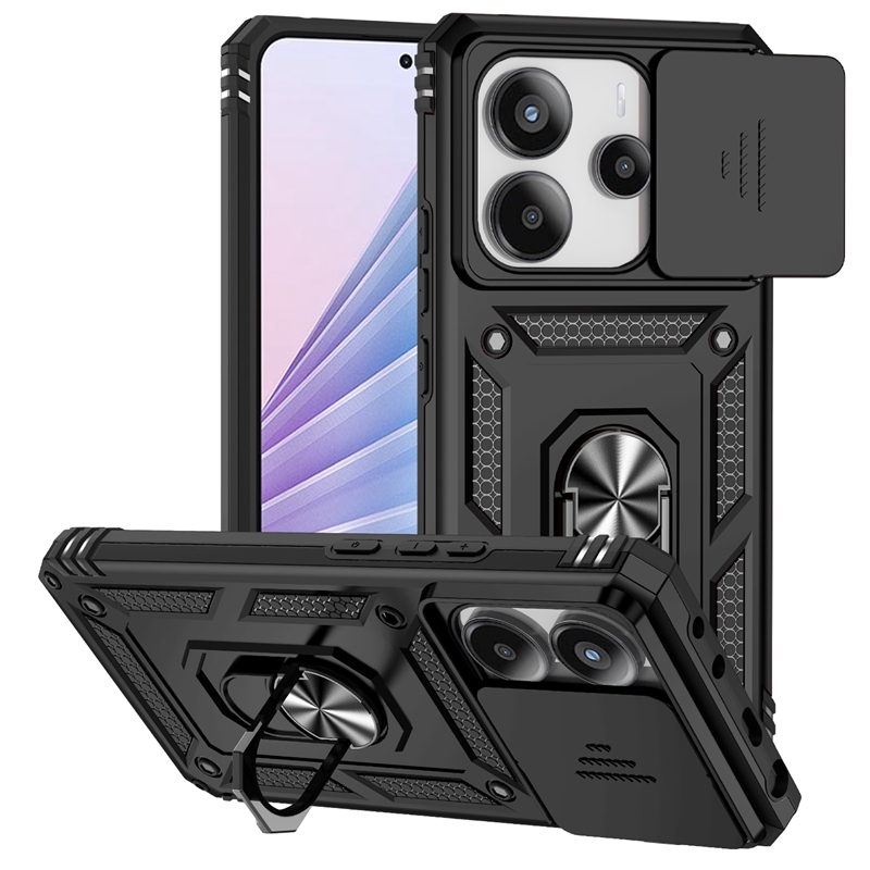 Para Xiaomi Redmi Note 14 4G funda con soporte de anillo armadura a prueba de golpes Coque para Redmy Note14 4G cubierta protectora de lente: Beige