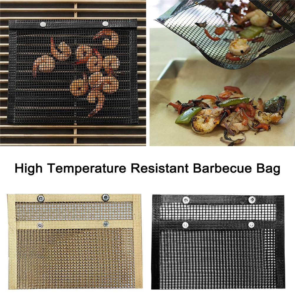 Gjenbrukbar bbq bake bag mesh grillposer non-stick gjenbrukbare lett å rengjøre verktøy for utendørs bbq piknik verktøy matlaging kjøkken verktøy