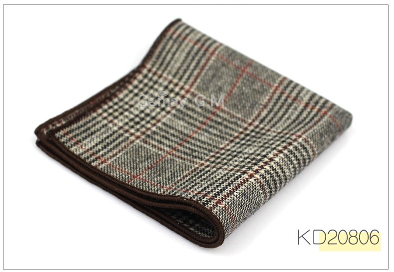 Wool Handkerchief For Men Suit Solid Pocket Square Business Hankies Classic Striped Hanky Plaid Pocket Towel: KD20806