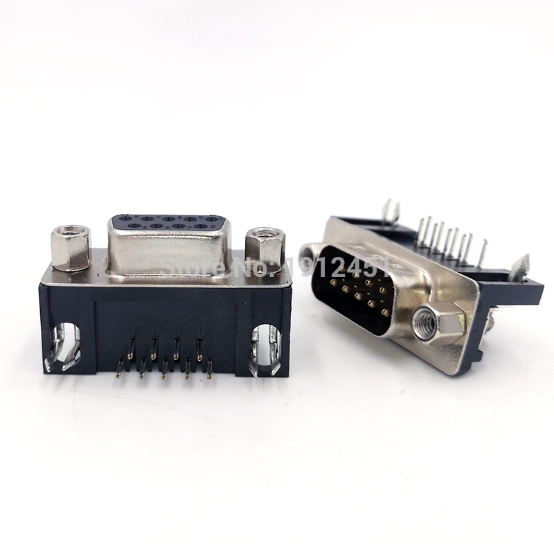 DB9 data cable connector Angle 90 plug PCB Angle connector RS232 9pin port socket female&Male D type adapter