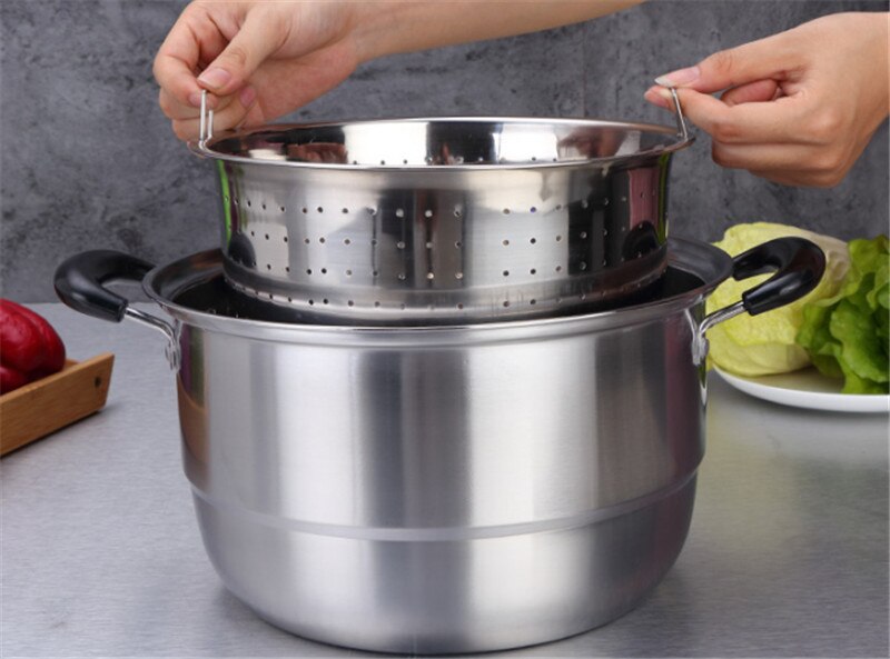 Thickened stainless steel rice steamer with multi-purpose rice steamer Kitchen sifter strainer Steamer Instant Pot Rice Cooker