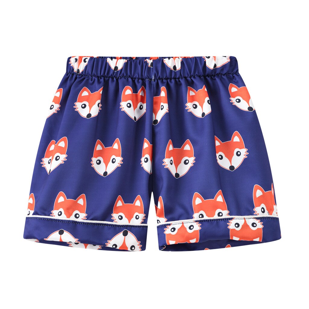 Children Kids Boy Girls Cartoon Pajamas Toddler Baby Sleepwear Set Cute Fox Printed Short Sleeve Shirt Shorts Set Pyjama Enfant