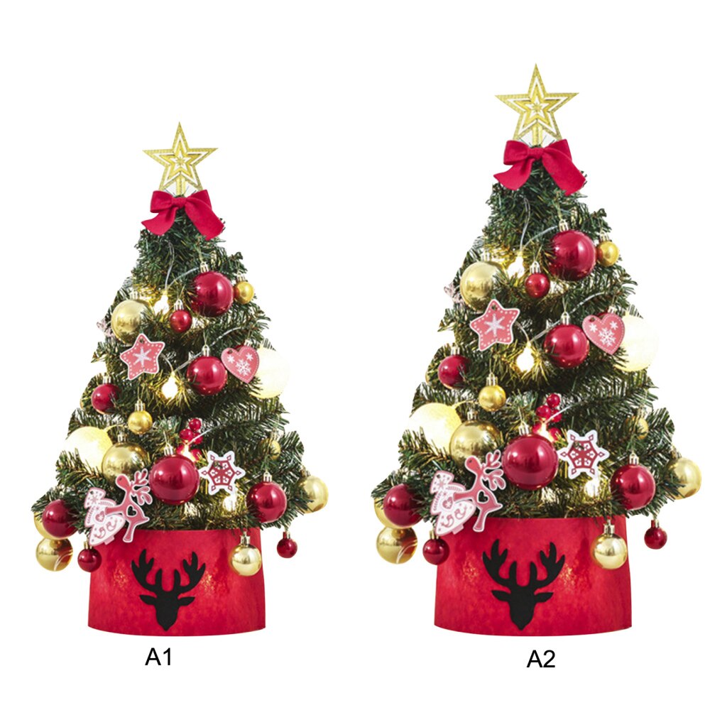 Christmas Tree Set LED Artificial Room Desktop Decoration DIY Glow Glowing Tabletop Ornaments Mini