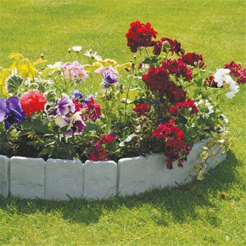 Garden Fence Plastic Fences Lawn Edging Flower Bed Plant Border Decorations Edging Cobbled Insert Ground: Grey 10pcs