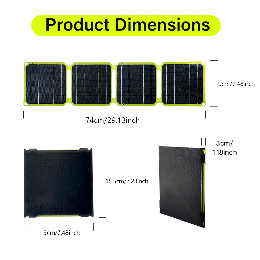 Solarpanel 30W/40W 5V USB-C/DC/USB-A Ausgang Leistungsstarkes Solarpanel für den Außenbereich PD 20W QC 3.0 5V 9V 12V Wasserdichtes Telefonladegerät