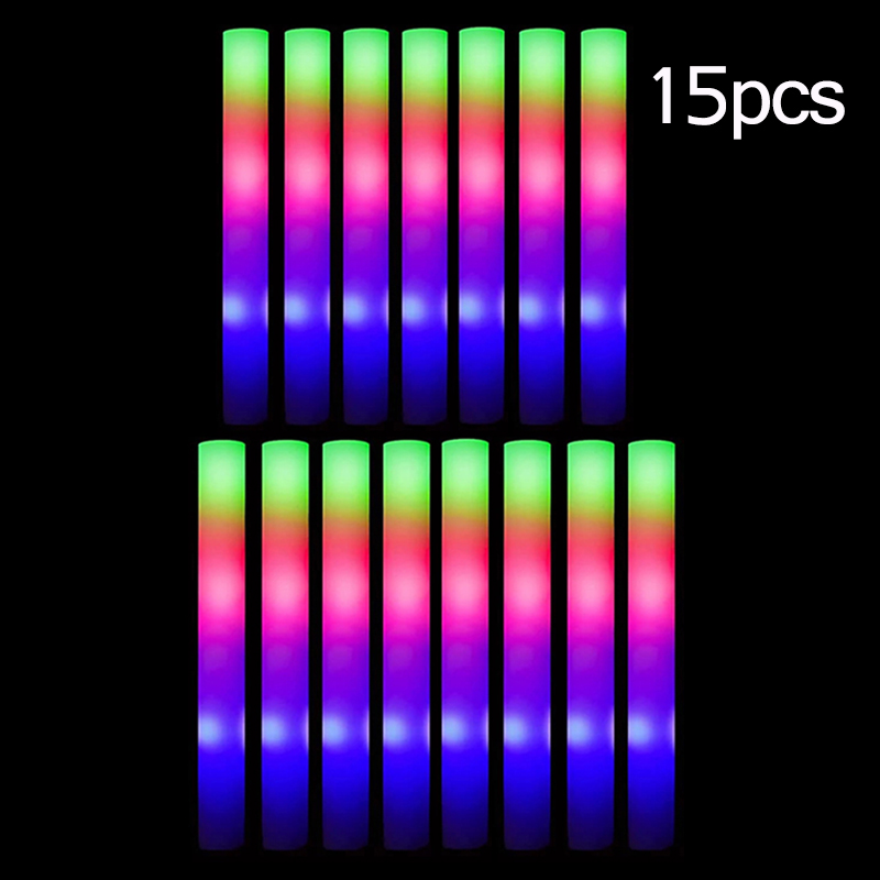 15/30 Stück LED-Leuchtstäbe, bunt, RGB-Leuchtschaumstoffstäbchen, Jubelröhre, dunkles Licht für Weihnachten, Geburtstag, Hochzeit, Partyzubehör: Fluoreszenz Gelb