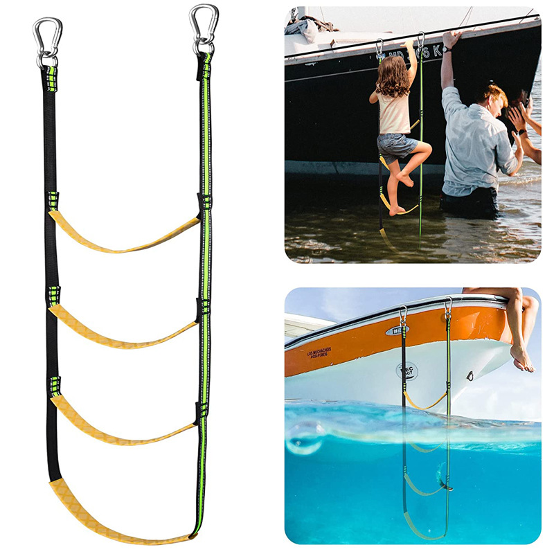 Folding hanging ladder yacht side soft ladder rubber boat boarding soft ladder inflatable boat launching ladder