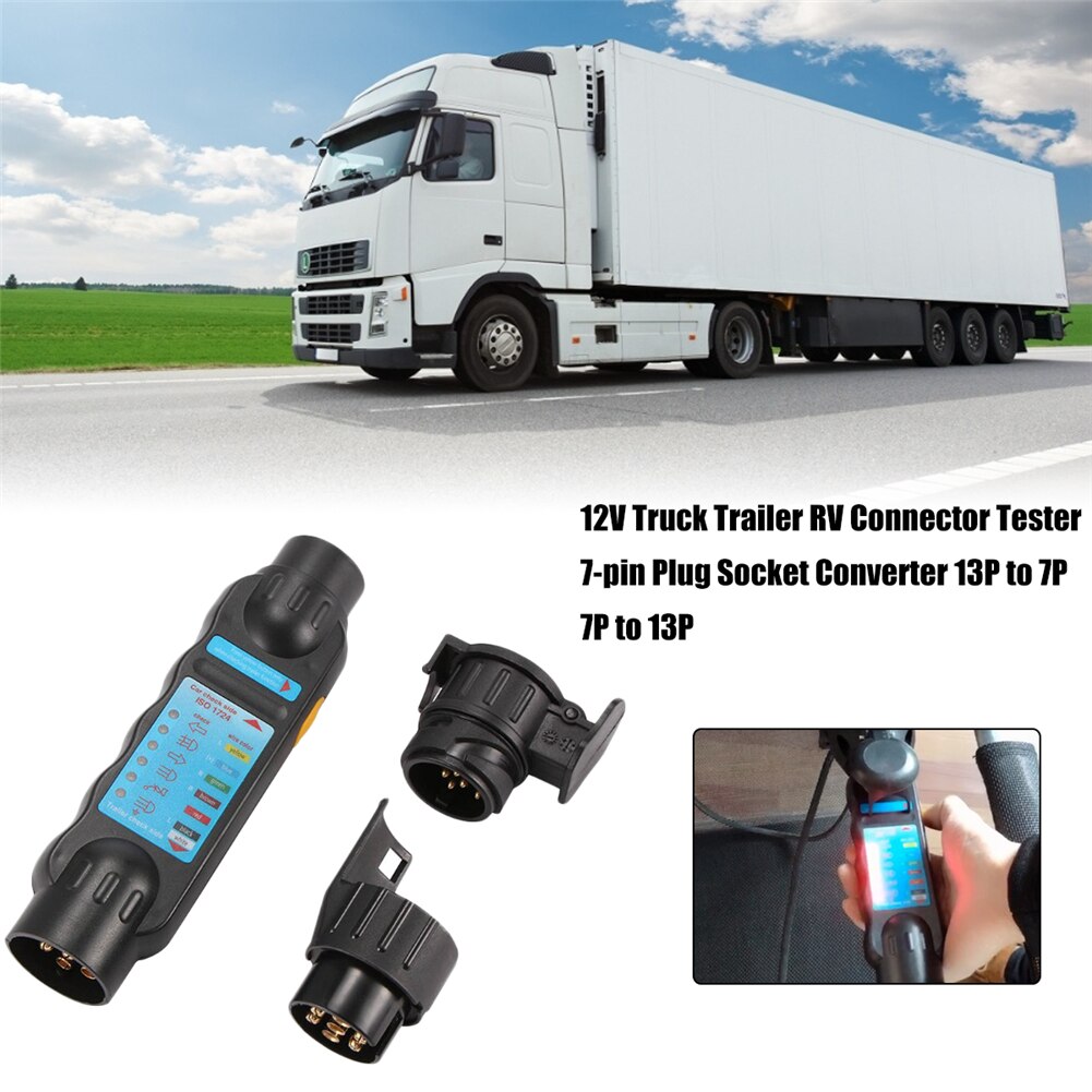 12V Truck Trailer Rv Connector Tester 7-Pin Plug Socket Converter 13P Naar 7P 7P om 13P Universele Auto Stekker En Stopcontact Converter