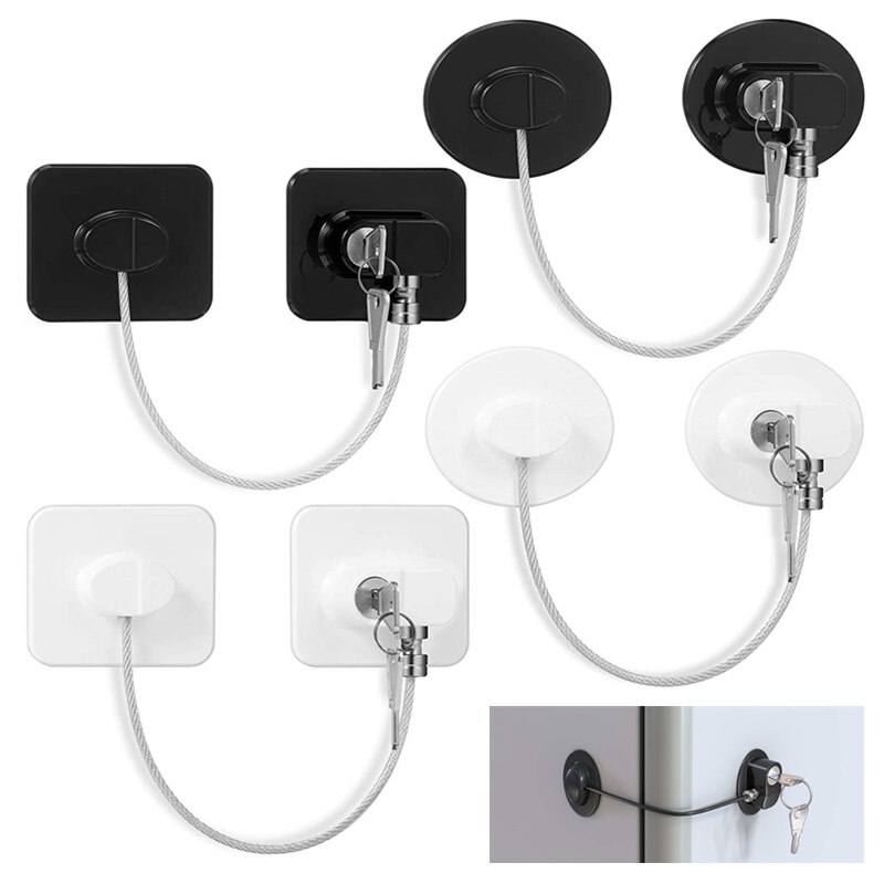 Sterke Lijm Koelkast Sloten Dorm Vriezer Deur Kind Veiligheid Kabinet Opening Beveiliging Kabel Slot Met Sleutel Voor Kinderen Veiligheid