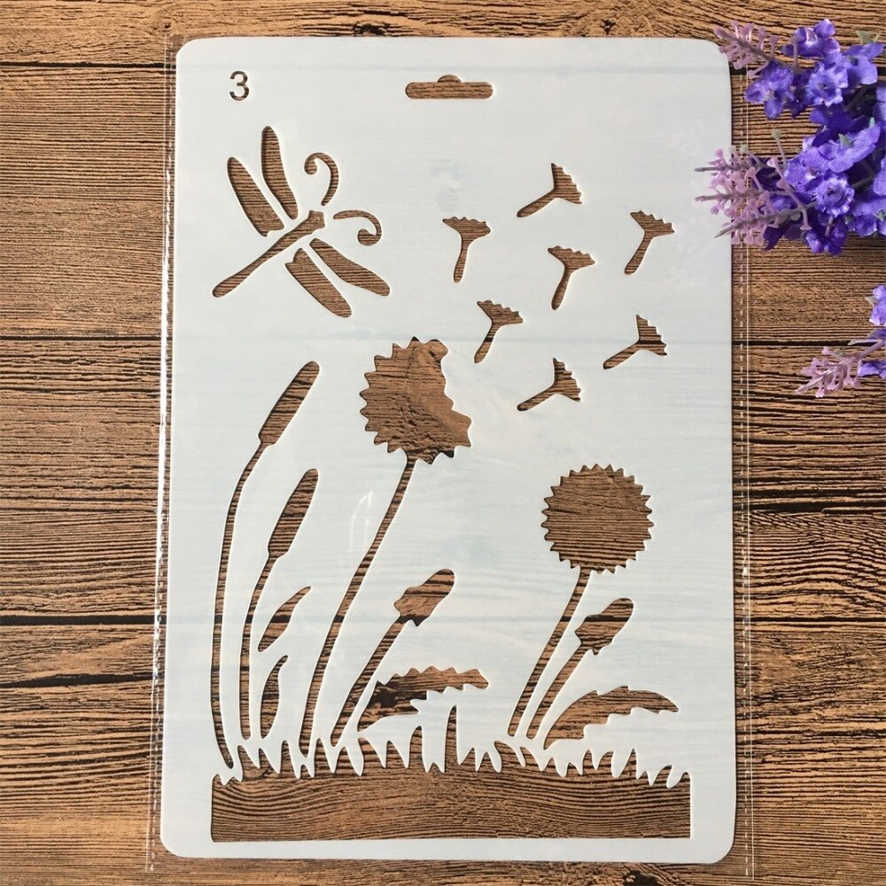 4Pcs/Set 11inch Dragonfly Fairy DIY Craft Layering Stencils Painting Scrapbooking Stamping Embossing Album Paper Card Template
