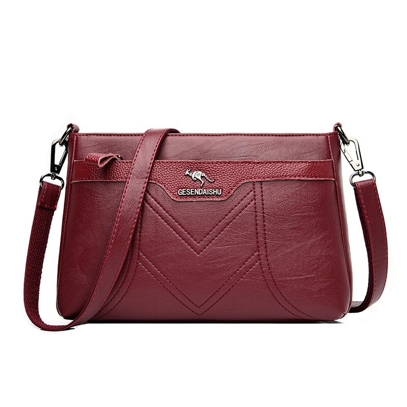 Oude Tang Vintage Crossbody Tassen Voor Vrouwen Grote Capaciteit Schoudertas Soft Pu Lederen Handtassen Tassen: Wine Red