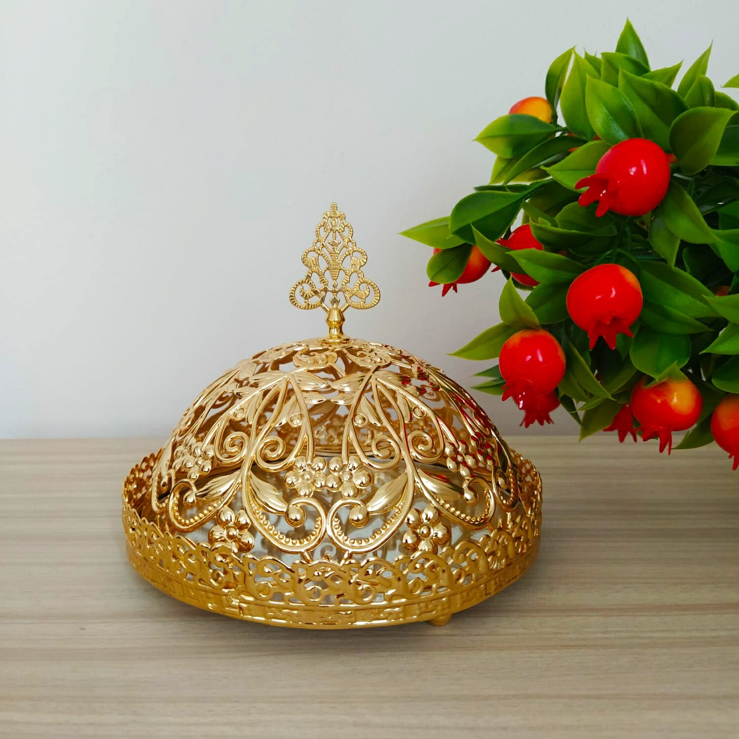 Bloemen Desing Goud Kleur Spiegel Arabisch Snack Kom