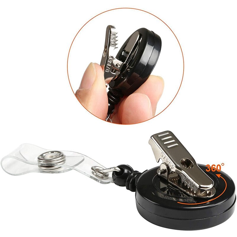 10 Pieces Retractable Badge Holder ID Badge Reel Clip on Card Holders with Alligator Clip 5 Black 5 White