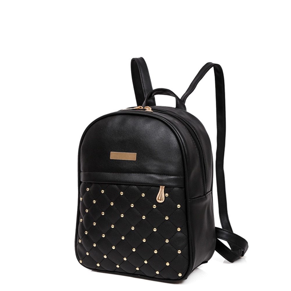 Mini Mochila de cuero con remaches para mujer, bolso de hombro femenino, informal, a la , # L5 %