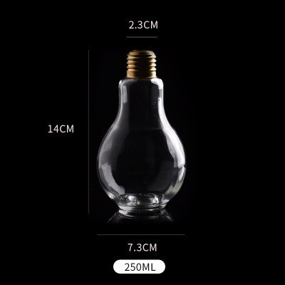 Creativa forma de bombilla de luz para cóctel, zumos, bebidas, botella tubular portátil, bonita copa de vino con personalidad para Bar, Club, en casa: 250ml