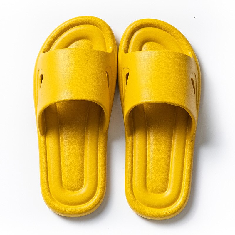 Antislip Mannen Slippers Badkamer Douche Slippers Voor Vrouwen Slides Sandalen Eva Zachte Slip Op Platte Slippers strand Zomer Schoenen: YELLOW / 36-37(feet 35-36)