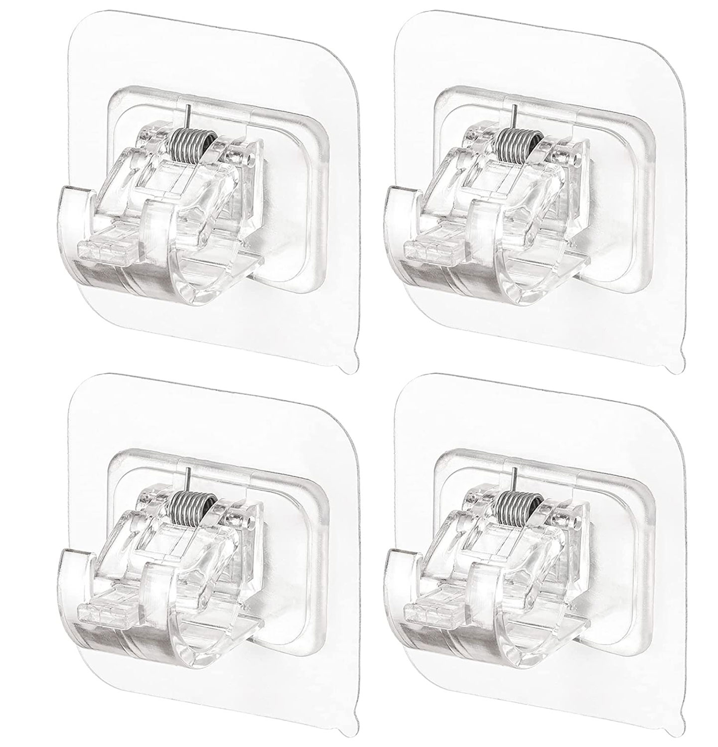 4PCS Curtain Rod Hooks Brackets Self Adhesive Curtain Rod Holder Hooks Adjustable Curtain Rod Hooks Curtain Hangers for Bathroom