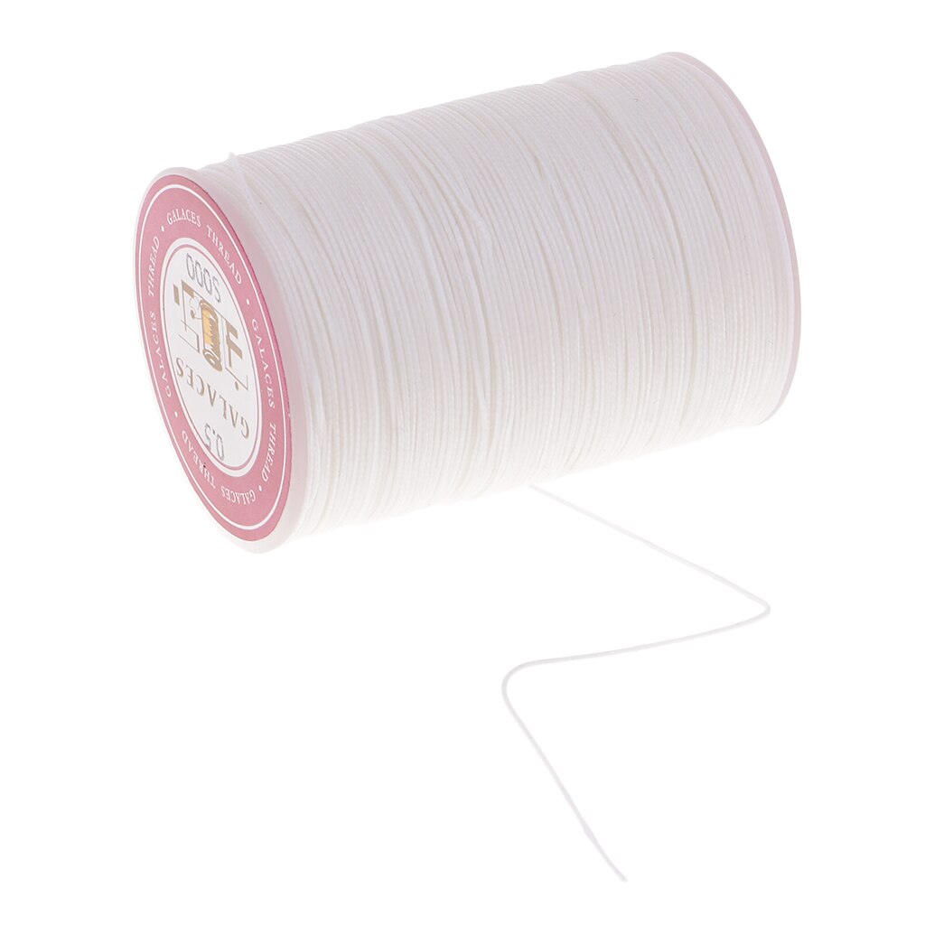 Cordón de hilo encerado de poliéster para costura de cuero, suministros de artesanía de joyería, 130 m/rollo, 0,5mm: White