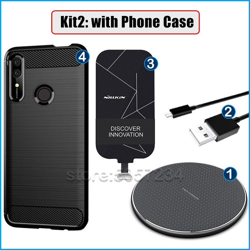 Cargador inalámbrico para Huawei P Smart Z Pro , , , , receptor de carga USB, adaptador Micro USB tipo C: P Smart 2020 / Kit2- with Case