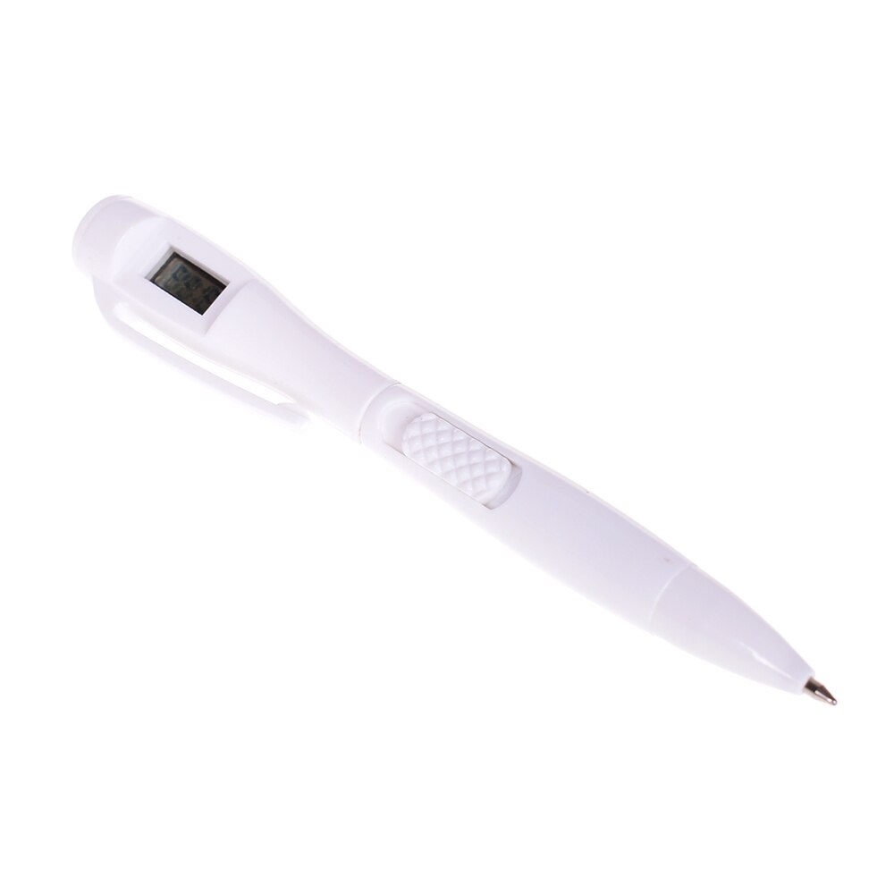 1pc Novelty Ballpoint Pen With Digital Clock Electronic Pen Exam Pens Watch Pen Signature Pen Writing School Stationery Supply: white