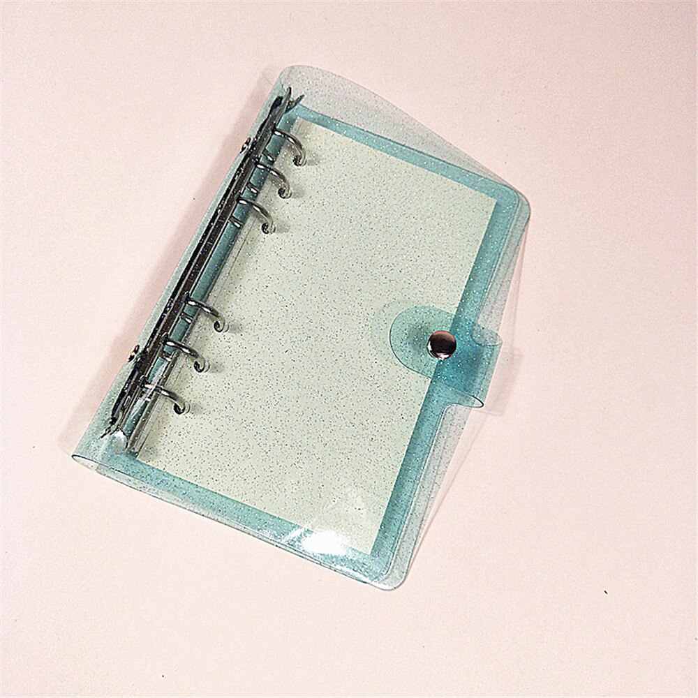 A6 glitter notesbog 6 ringe ringbind løst blad gennemsigtig mappe planlægger kawaii papirvarer journal notesbog kontorartikler