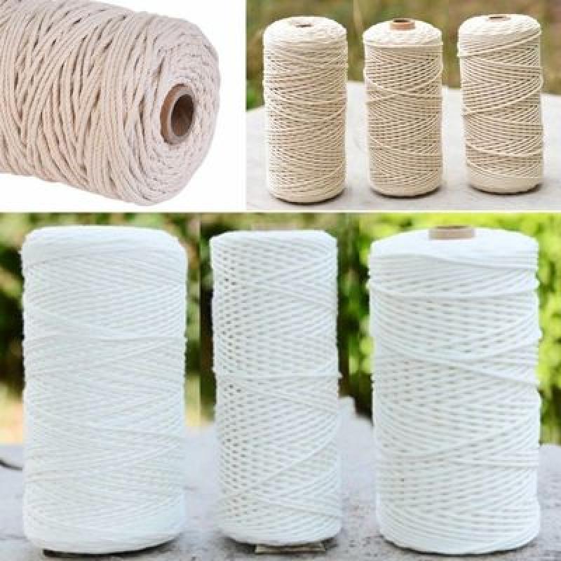 2mm Thick Cotton Cord Rope Thread Yarn Crochet Macrame Cotton Cord Reel 100M
