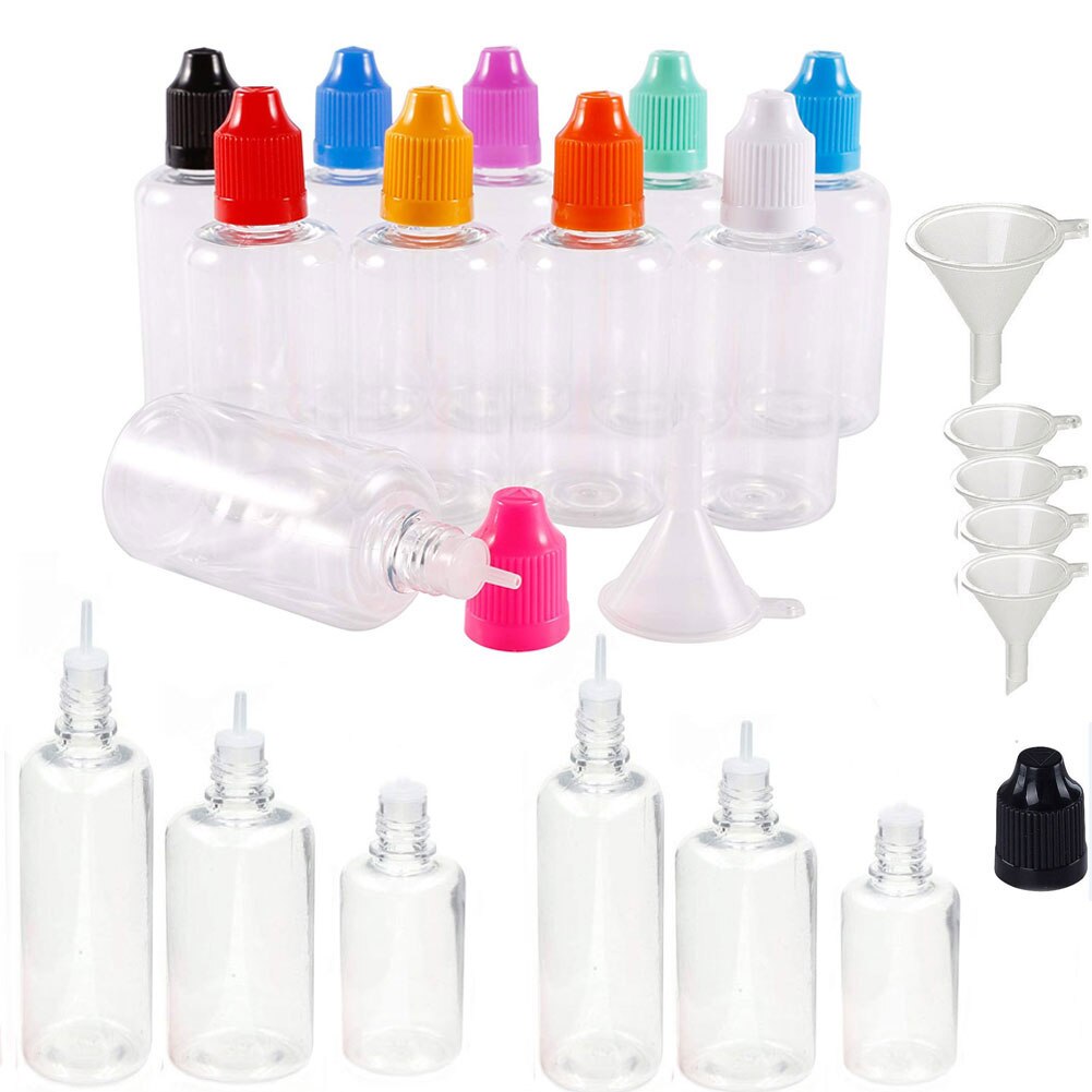 100 Stuks 3 Ml-100 Ml Pet Clear Dropper Flessen Lege Plastic Sap Eye Liquid Hervulbare Transparante Container Met caps Dropper Tip