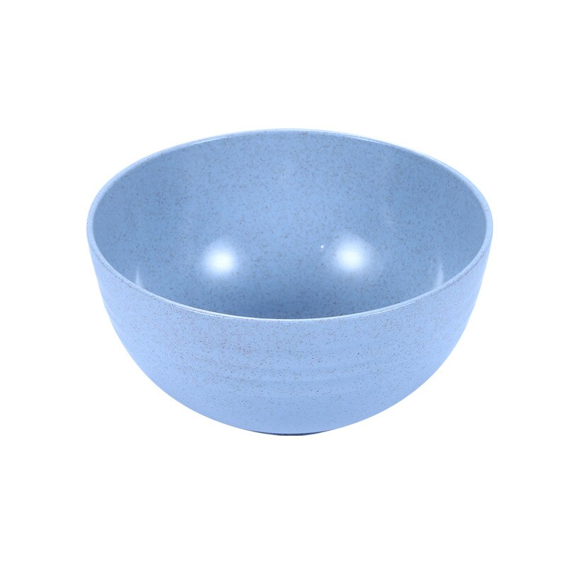 Household Set Large Size Wheat Straw Rice Bowl Baby Solid Food Bowl er tong wan Salad Bowl Fruit Bowl Instant Noodle Bowl: Northern European Style Blue  Diameter 15cm
