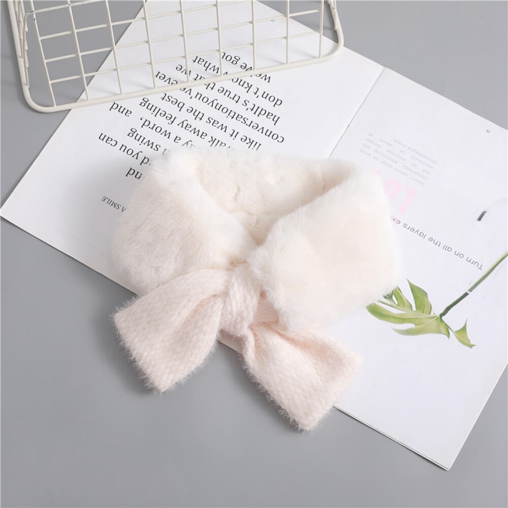 Neue Winter Baby Mädchen Pelz Warme Halstuch Bowknots Kragen Kleinkinder Kinder Patchwork Kreuz Schals