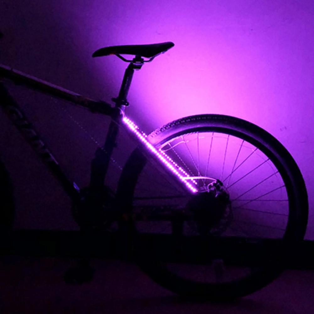 Luz LED decorativa para bicicleta, marco de bicicleta, cuerda, luz alimentada por batería, a prueba de polvo, impermeable, luz de advertencia trasera para conducción nocturna: Rosa