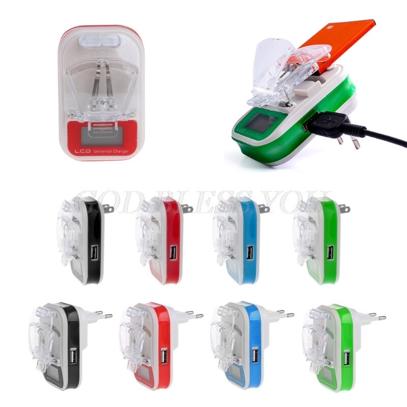 USB Universal Battery Charger LCD Indicator Screen EU/US Plug For Cell Phones